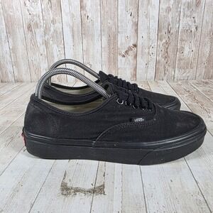 Vans Authentic Lo Pro Black Black Canvas Sneakers Womens 9 Mens 7.5 721565
